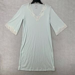 SOFTIES Paddi Murphy‎ Night Gown Womens SMALL Ribbed Lace Trim Light Green